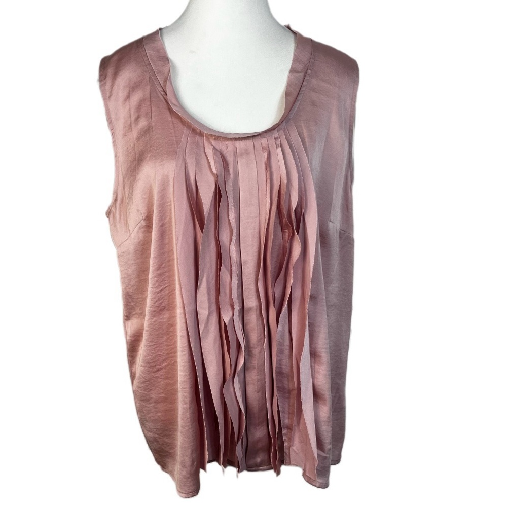 VIOLET & CLAIRE Flowy Feminine Satin Tank Top Blush Pink Size L Romanticore